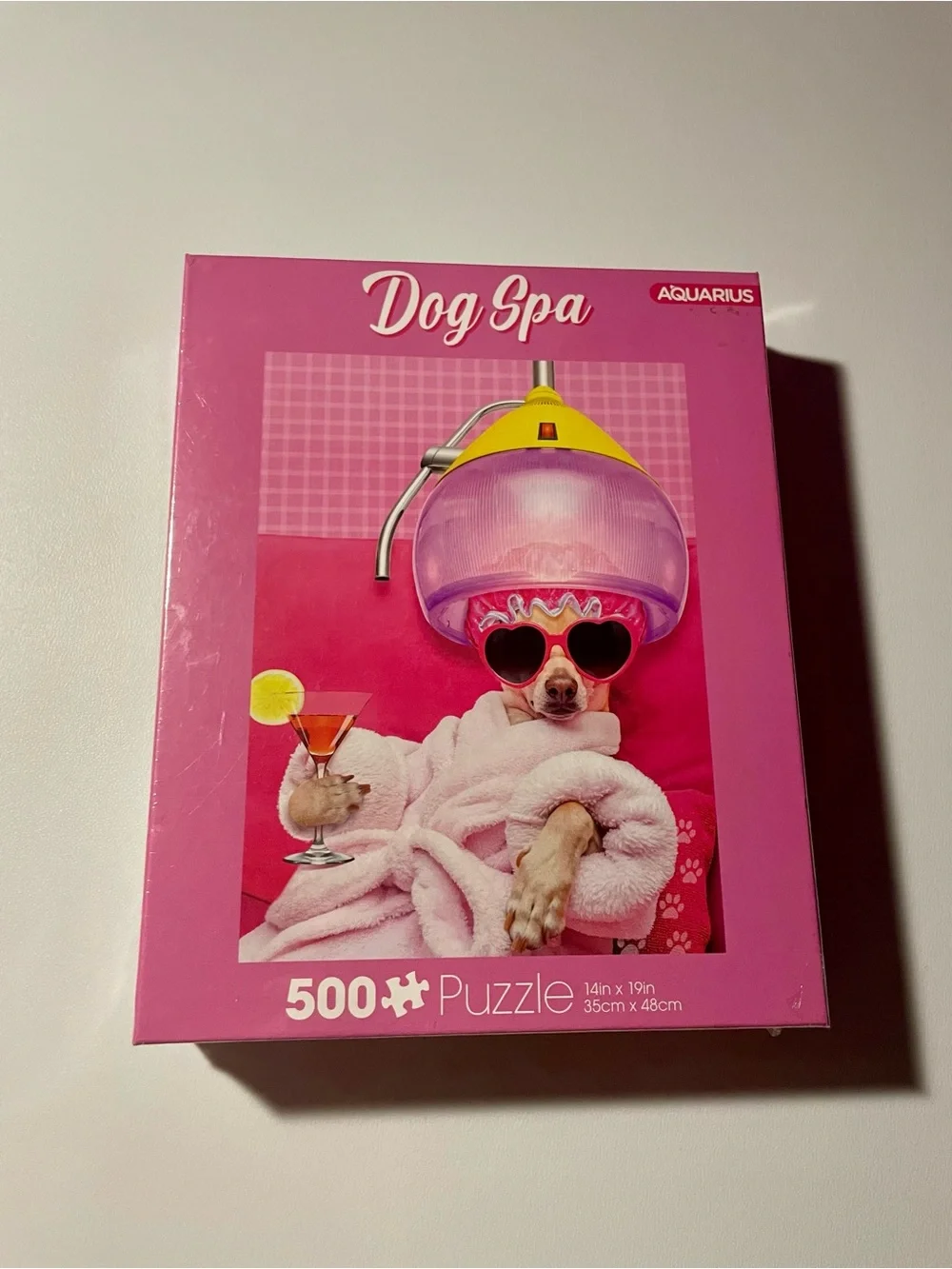 Aquarius Dog Spa 500 Piece Jigsaw Puzzle Chihuahua Pink Funny Cute NEW Sealed